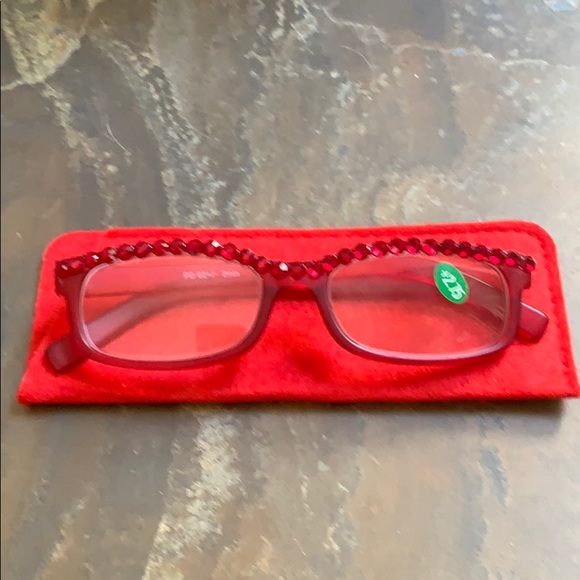 NWT Red Bling Reader Glasses 2.75 With Pouch - Picture 9 of 10